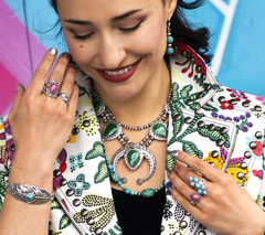 American West Sterling Silver Sleeping Beauty Turquoise Cluster Ring, Size 5