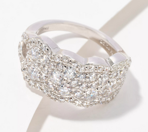 Diamonique Sterling Silver Round Cut Faceted Sparkle Ring, Size 7