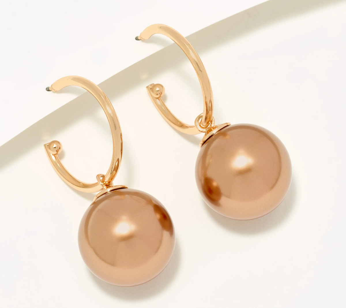 Joan Rivers Goldtone Hoop Earring w/ Removable Jumbo Ginger Faux Pearl