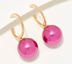 Joan Rivers Gold Tone Hoop Earring with Removable Jumbo Faux Plum Pearl