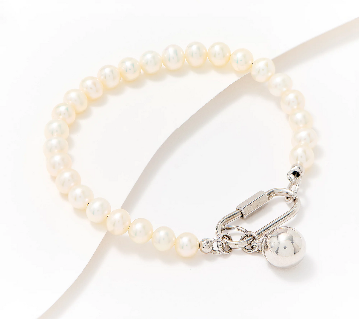 Honora Sterling Silver Beaded Cultured Potato Pearl Bracelet Small