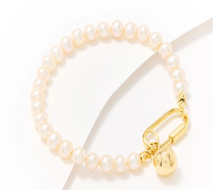 Honora Sterling Silver Goldclad Beaded Cultured Potato Pearl Bracelet, Avg 7-1/2"