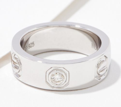 Affinity Diamonds Sterling Silver Cigar Band Ring  Size 7