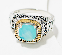 Artisan Crafted by Robert Manse Sterling & 18K Blue Chalcedony Ring Size 7