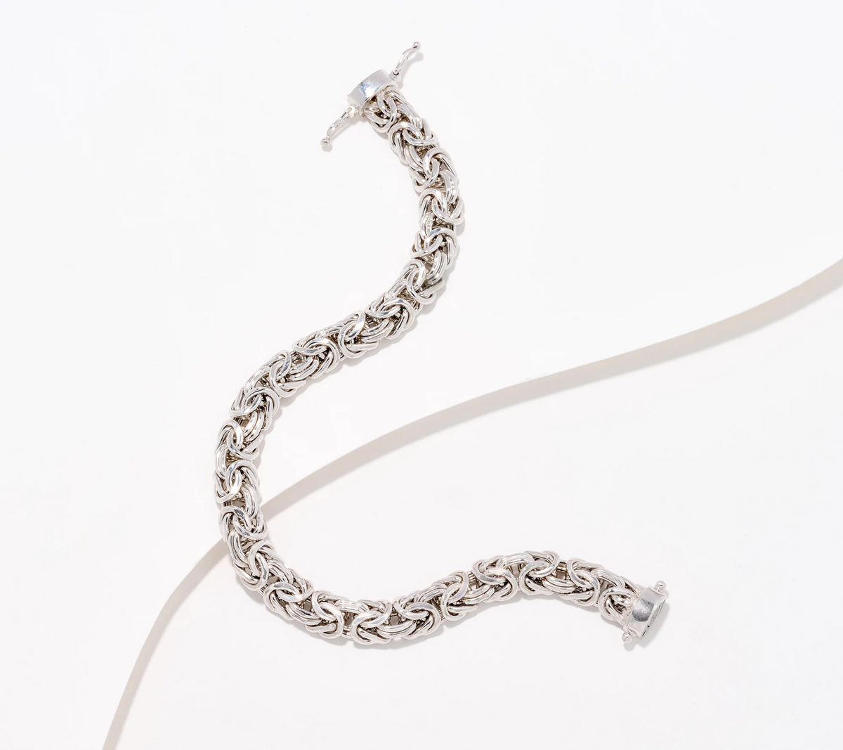 Silver Style Byzantin Sterling Silver Magnetic Clasp Bracelet, 8"
