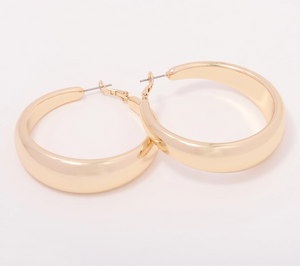 Attitudes by Renee Bold Tapered Hoops, Gold tone, 1-3/4"Diam