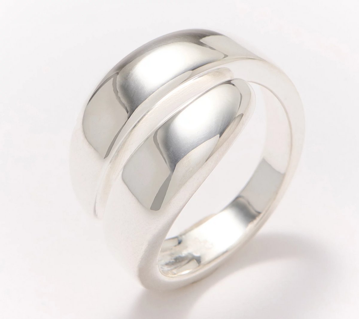 UltraFine 950 Silver High Polish Bypass Ring, Size 7