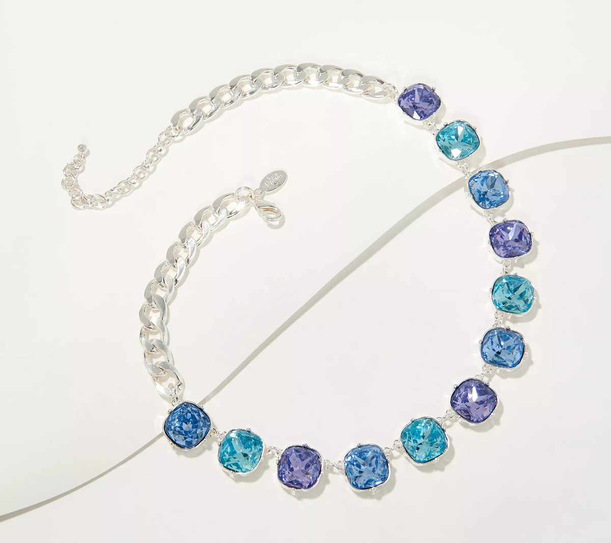 Joan Rivers Silver Tone Brass Blue Octagon- Cut Colette Necklace