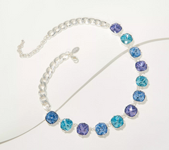 Joan Rivers Silver Tone Brass Blue Octagon- Cut Colette Necklace