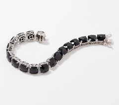 Affinity Gems Cushion Cut Black Spinal Bold Tennis Bracelet Sterling Silver, 6-3/4"