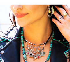 American West Braided Leather & Sterling Silver Teardrop Necklace 20"L