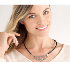 American West Braided Leather & Sterling Silver Teardrop Necklace 20"L