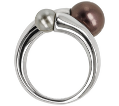 Steel by Design Simulated Pearl Bypass Ring Size 9