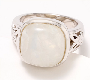 Affinity Gems Sterling Silver Cushion Cut Moonstone Gemstone Ring Size 7