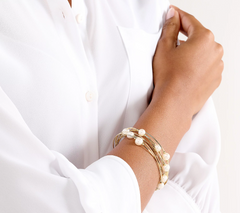 Honora Multi-Strand Cultured Pearl Goldclad SS Bracelet w/ Magnetic Clasp Small
