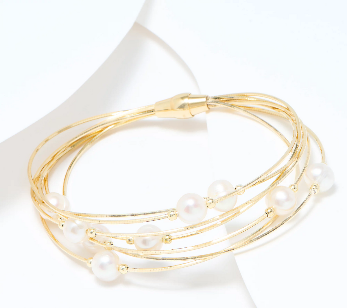 Honora Multi-Strand Cultured Pearl Goldclad SS Bracelet w/ Magnetic Clasp Small