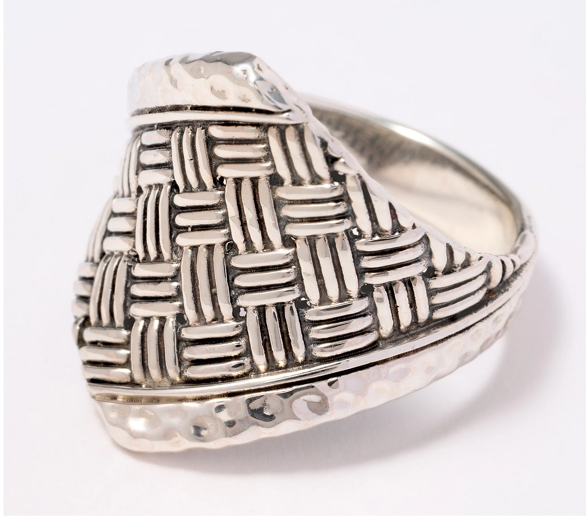 Artisan Crafted Sterling Silver Basketweave Ring. Size 10