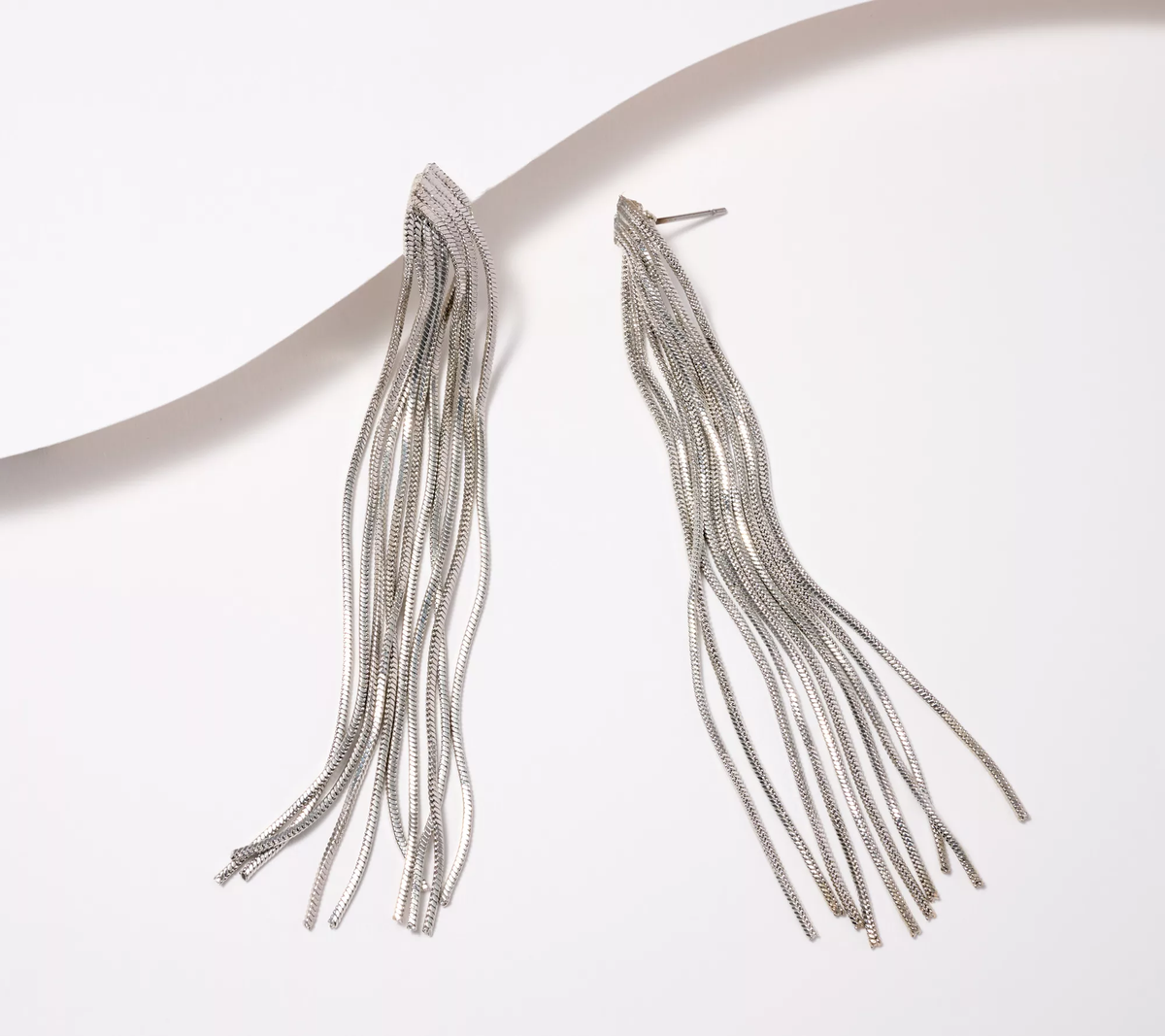 Susan Graver Shining Waterfall Earrings, Silvertone