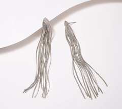 Susan Graver Shining Waterfall Earrings, Silvertone