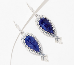 American West Sterling Silver Indigo Gemstone Squash Earrings, 2-1/4"