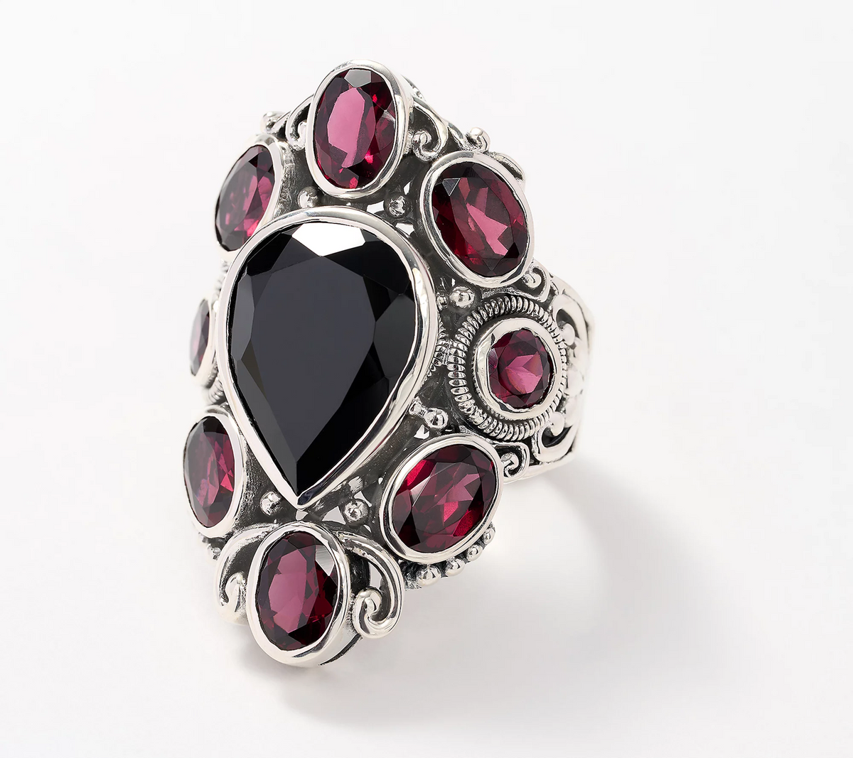 Artisan Crafted by Robert Manse Sterling Silver Black Spine Glam Cocktail Ring Size 6