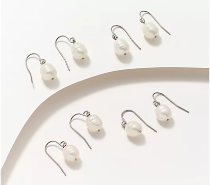 Honora Cultured Pearls Boxed Set of 4 White Wire Drop Earrings