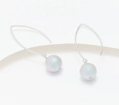 Honora Cultured Pearl French Wire Drop Earrings Rhodium Plated Sterling Silver