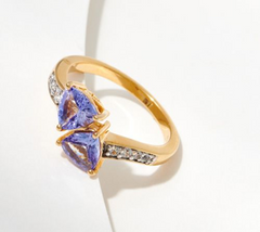Affinity Gems Gold Over Sterling Silver Tanzanite Trillion Bypass Ring – Size 6