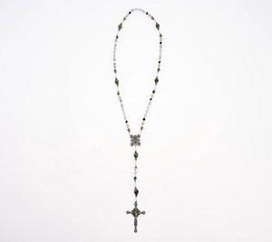 Connemara Marble Mother's Love Silver Tone Blue Rosary