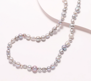 Honora Sterling Silver 60" Cultured Gray Pearl Strand  Necklace