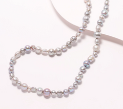 Honora Sterling Silver 60" Cultured Gray Pearl Strand  Necklace
