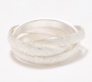 UltraFine 950 Silver Polished or Textured Rolling Ring Size 6