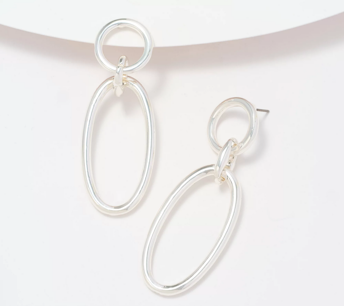 Joan Rivers Metal Links Doorknocker Silvertone Earrings