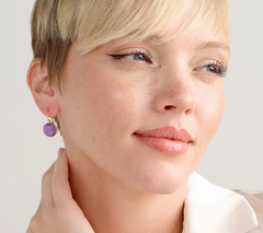 Joan Rivers Set of 2  Amethyst/Jade Simulated Stone Leverback Earrings