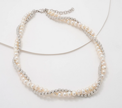 Honora Ringed Cultured Pearl & Polished Bead Twisted Necklace 18"
