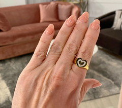 Affinity Sterling Silver Gold Clad Heart Signet Ring, Size 8