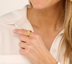 Affinity Sterling Silver Gold Clad Heart Signet Ring, Size 8