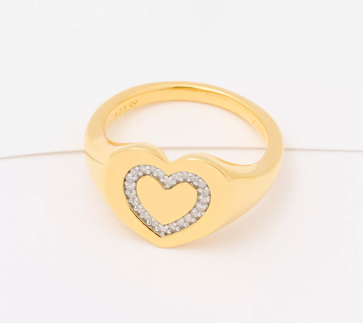 Affinity Sterling Silver Gold Clad Heart Signet Ring, Size 8