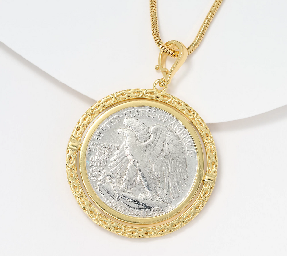 David Markstein Two ToneSterling Silver Byzantine Coin Pendant with 18 + 2" Chain