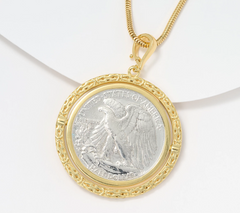 David Markstein Two ToneSterling Silver Byzantine Coin Pendant with 18 + 2" Chain