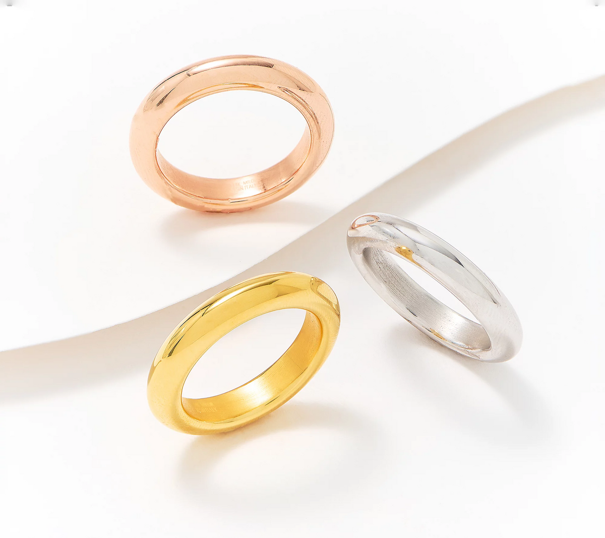 BellaOro 14K Over Resin Set of 3 Polished Fedine Rings, Size 8