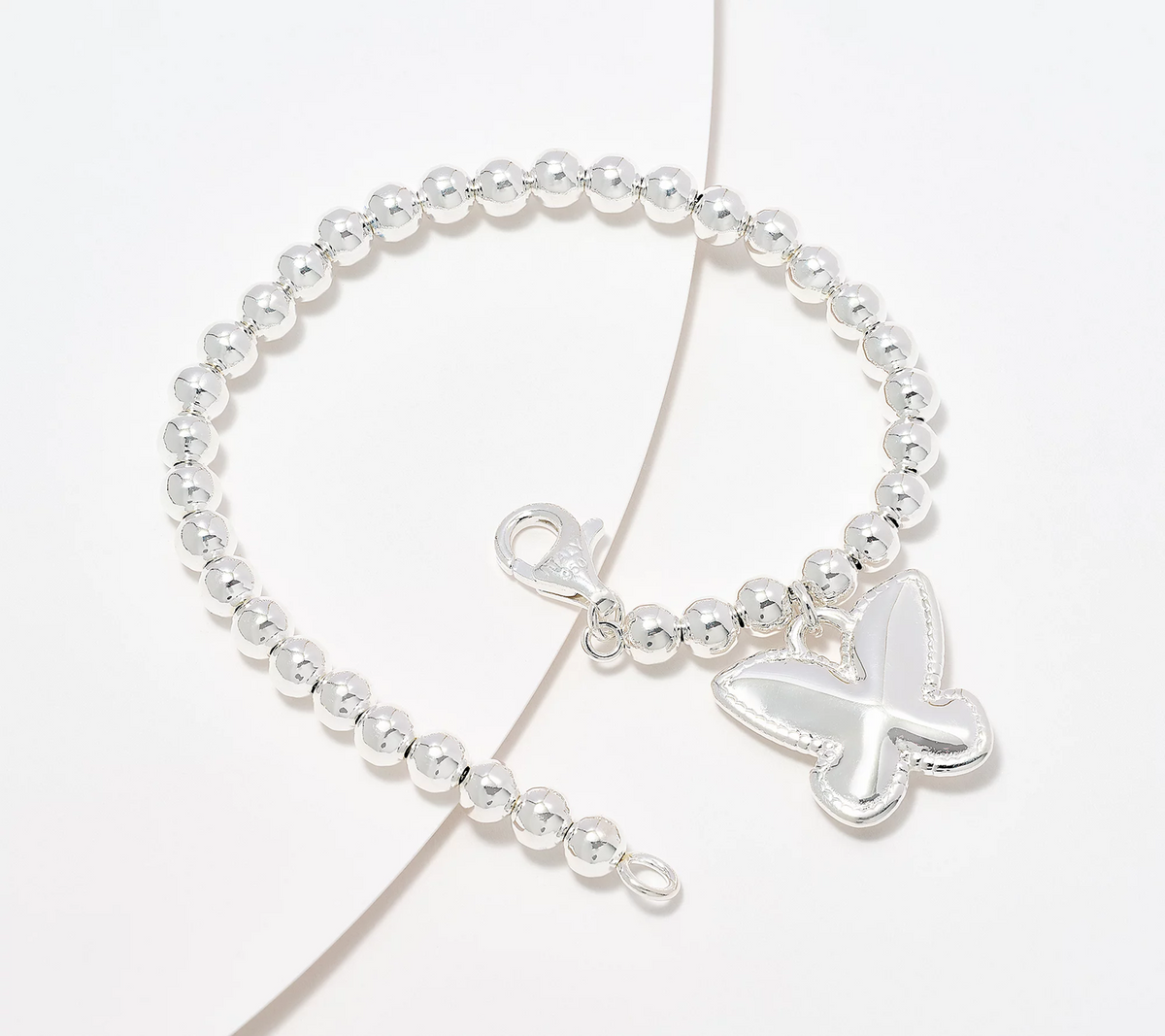 UltraFine Sterling Silver 5mm Bracelet w/ Butterfly Charm Avg