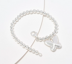 UltraFine Sterling Silver 5mm Bracelet w/ Butterfly Charm Avg
