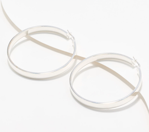 UltraFine 950 silver Sterling Silver Squared Edge Hoop Earrings