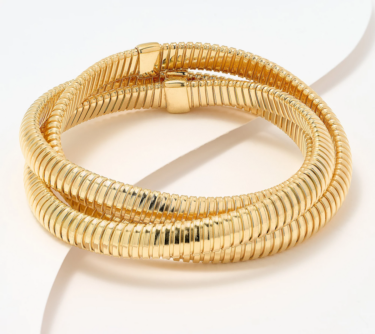 UltraFine 950 Silver Gold Tone 3-Strand Rolling Tubogas Bracelet Avg