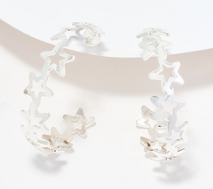 Joan Rivers Cascading Stars Hoop Earrings, Silver