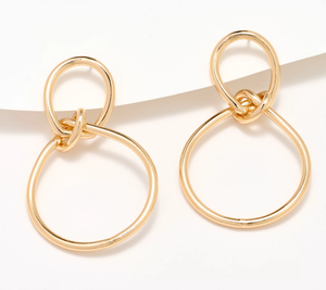 Susan Graver Metallic Knot Drop Earrings, Gold Tone