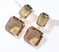 Susan Graver Faceted Black Double Stone Drop Earrings