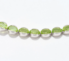 Affinity Gems  Sterling Silver Oval Cut Peridot Tennis Bracelet Small