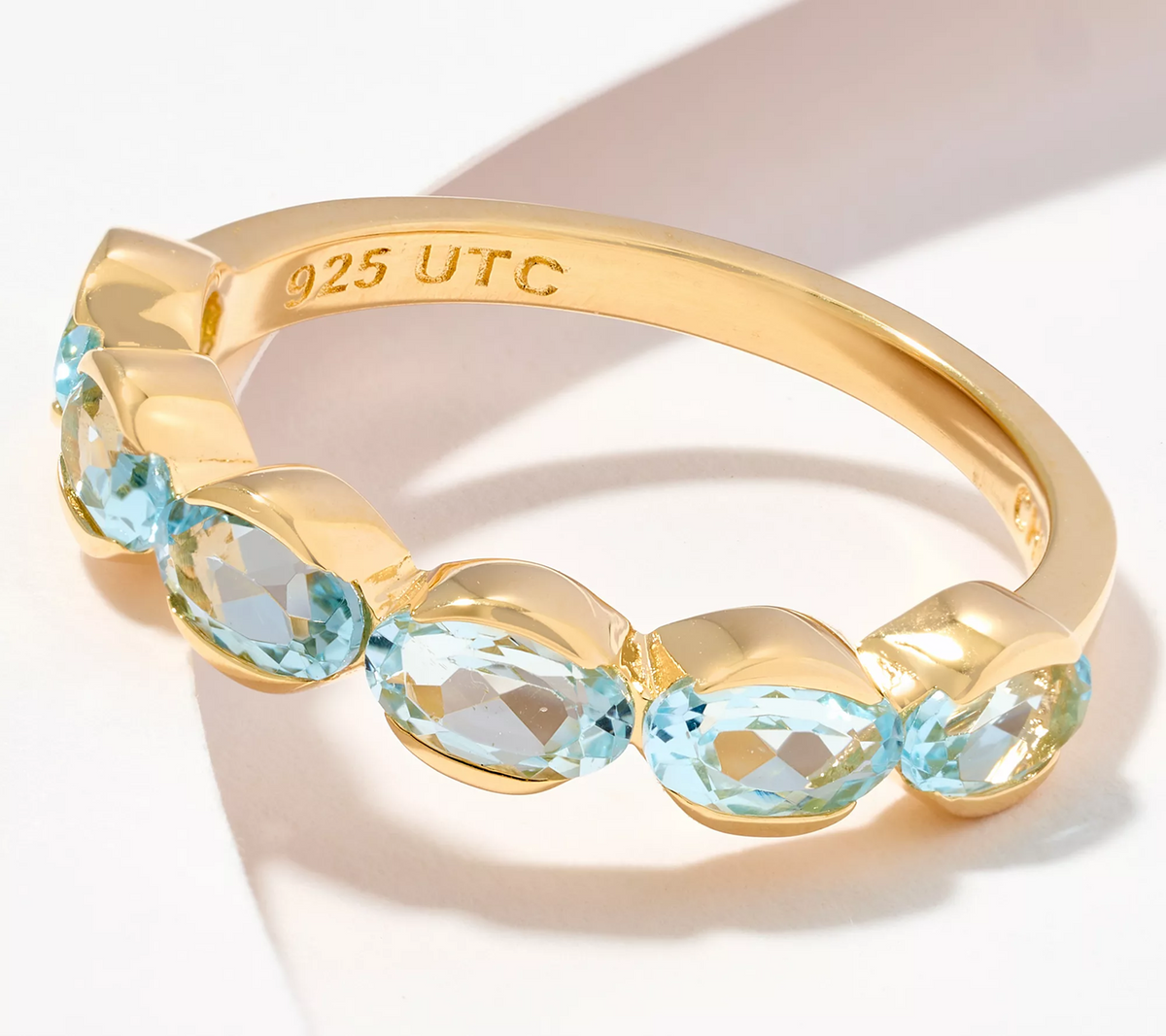 Affinity Gems Gold-Over Sterling Silver Semi-Precious Blue Topaz Band Ring Size 7